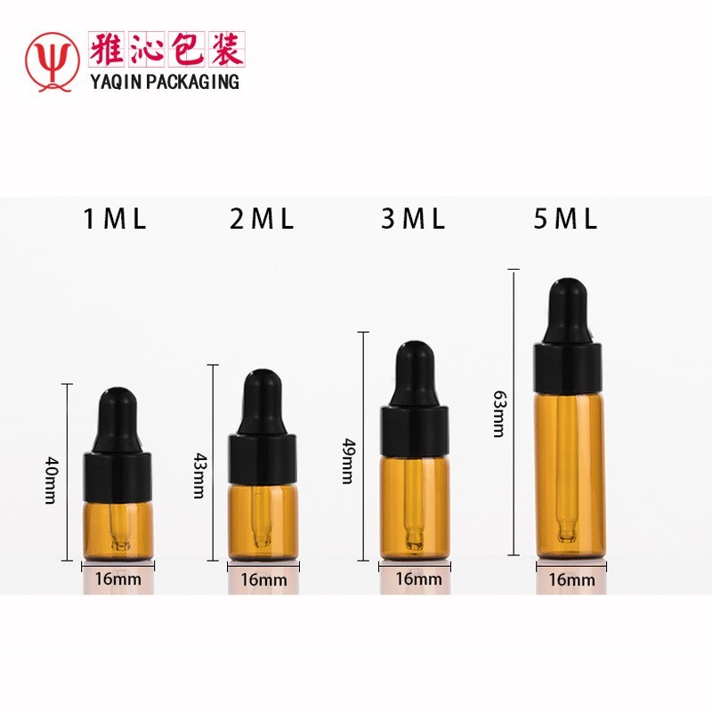 化妆品茶色透明滴管小样分装瓶 1ml2ml3ml5ml黑白光盖拉管瓶图4
