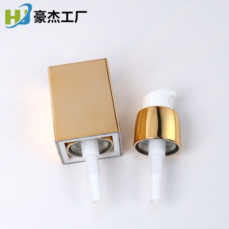 四方形粉底液瓶喷头 金色18牙+双层UV金色外罩 四方瓶泵头图3