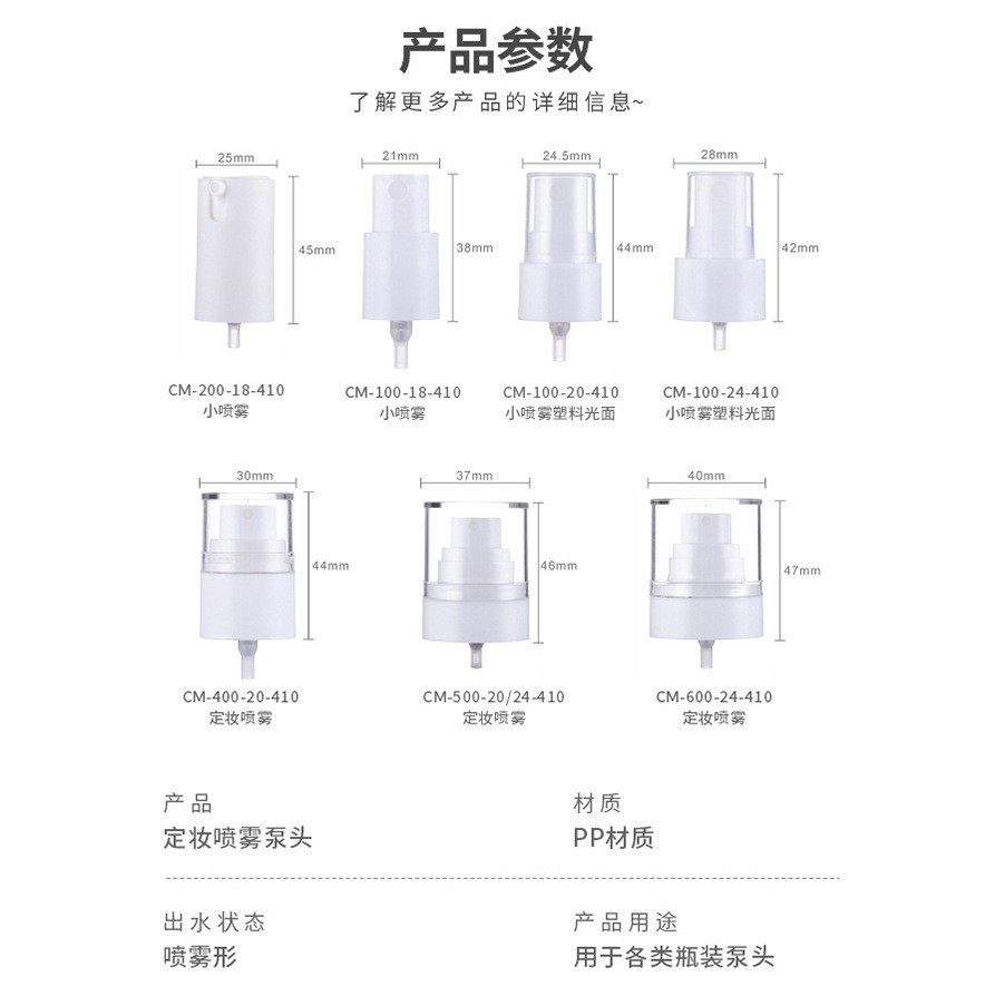 18口20口24口细雾纳米喷雾定妆喷雾喷头补水小喷头图2