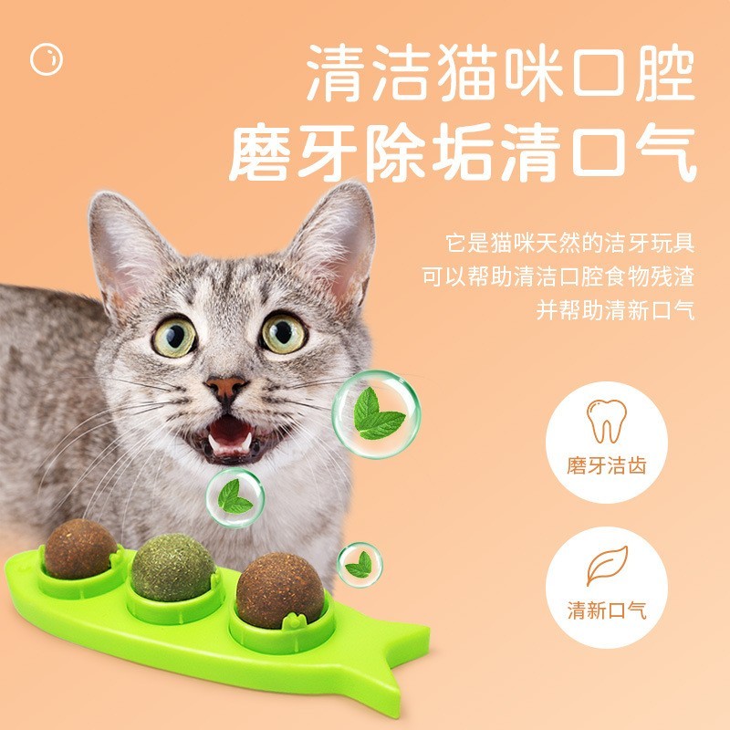 猫咪玩具宠物薄荷球三合一逗猫球旋转球塑料鱼板猫薄荷球零食图4