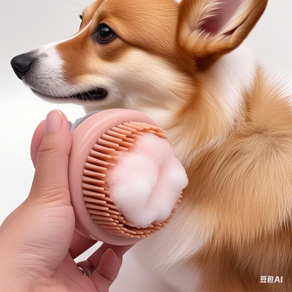 跨境宠物洗澡刷按压出液式洗澡手套硅胶材质用品工具神器清洁图2