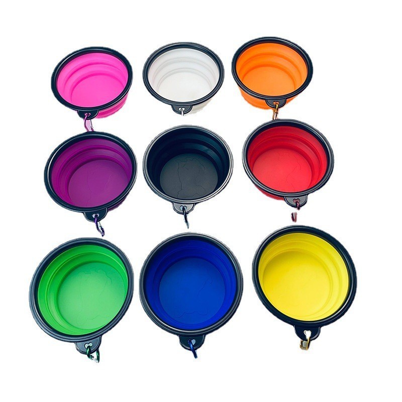 宠物猫狗通用折叠碗厂家定制logo硅胶折叠狗碗猫碗户外出行折叠碗图3