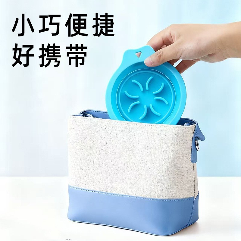 宠物折叠慢食碗 硅胶户外便携双耳折叠碗猫狗盆饭盆水盆猫狗饭碗图3