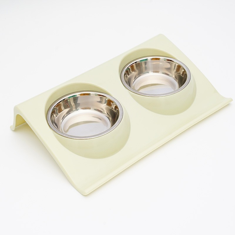 定制宠物产品狗盆狗碗猫咪狗狗喝水喂食双碗防打翻护颈不锈钢猫碗图2
