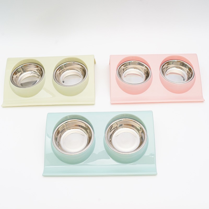 定制宠物产品狗盆狗碗猫咪狗狗喝水喂食双碗防打翻护颈不锈钢猫碗图4
