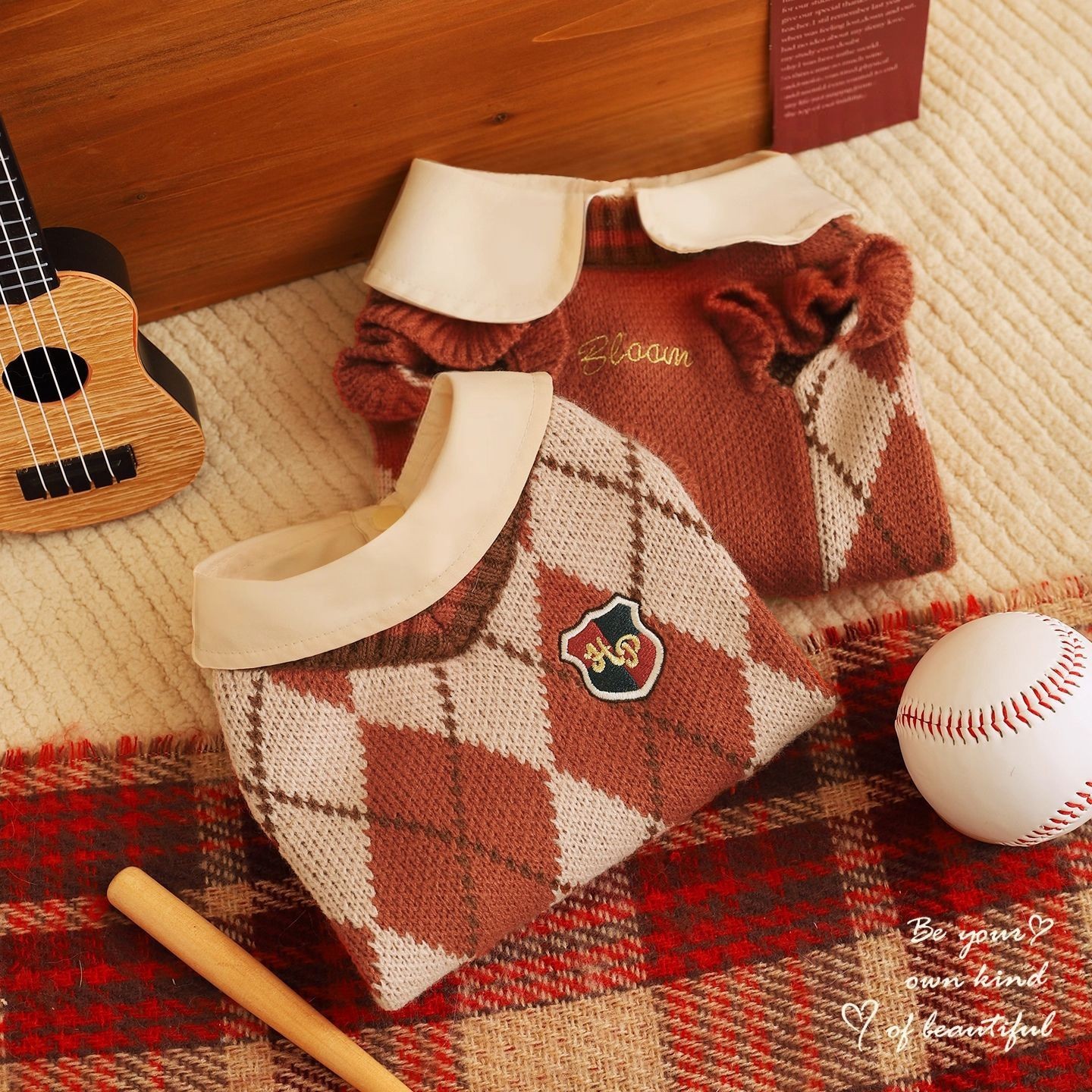 猫咪衣服秋冬防掉毛猫猫布偶宠物小猫菱格学院风毛衣狗狗保暖毛衣图4