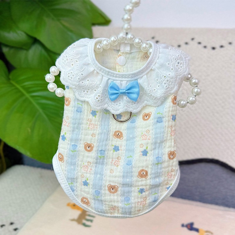 ins宠物可爱蕾丝花边背心马甲裙子狗狗衣服夏季清爽猫咪防毛服装图2