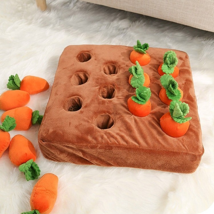 宠物毛绒狗玩具拔萝卜发声啃咬自嗨解压藏食闻嗅宠物玩具