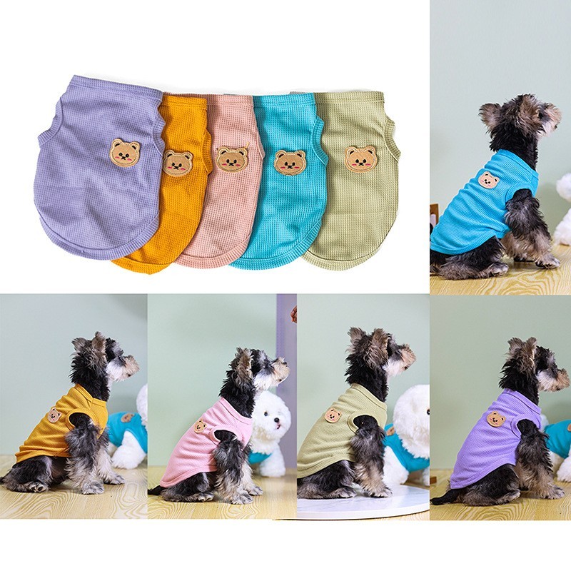 新款宠物猫狗衣服春夏新款华夫格宠物背心中小型犬猫狗衣服