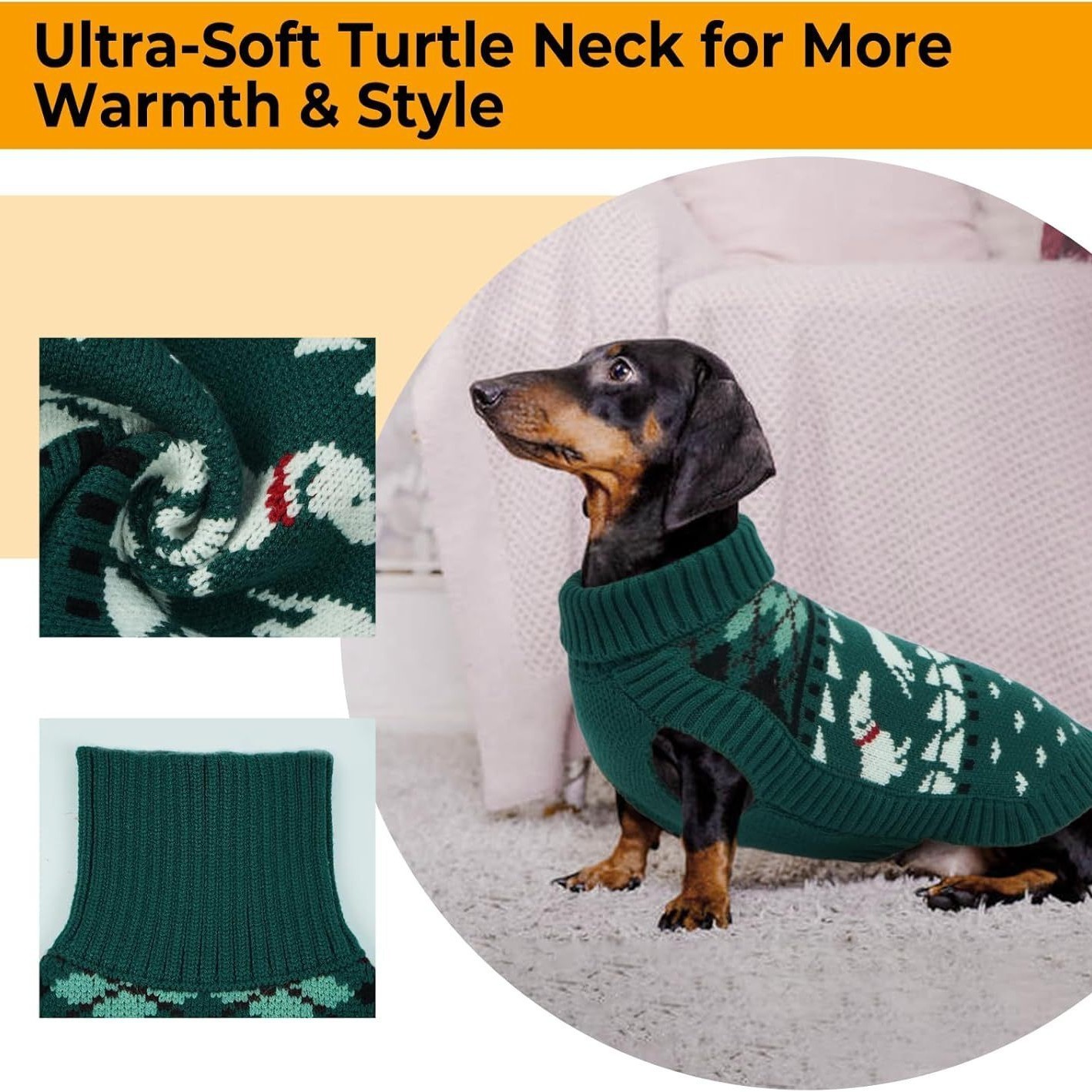 亚马逊跨境腊肠犬毛衣小狗高领毛衣保暖套头针织宠物服装图2