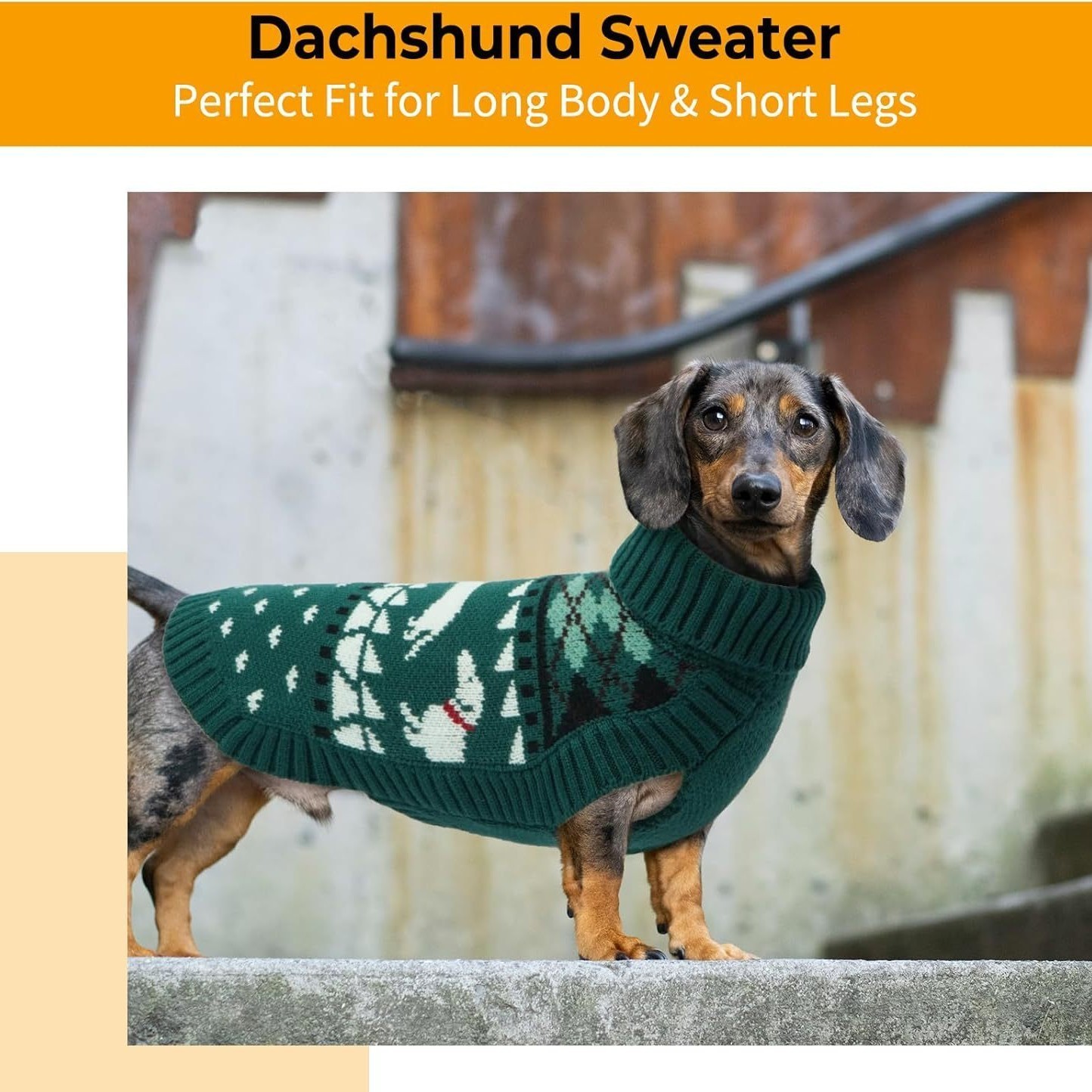 亚马逊跨境腊肠犬毛衣小狗高领毛衣保暖套头针织宠物服装图3