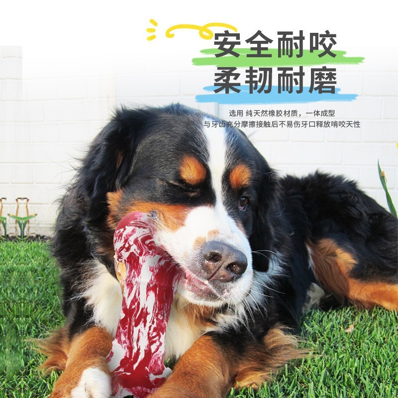 可降解天然橡胶混色防真鲜肉骨头宠物可降解橡胶狗狗玩具图3