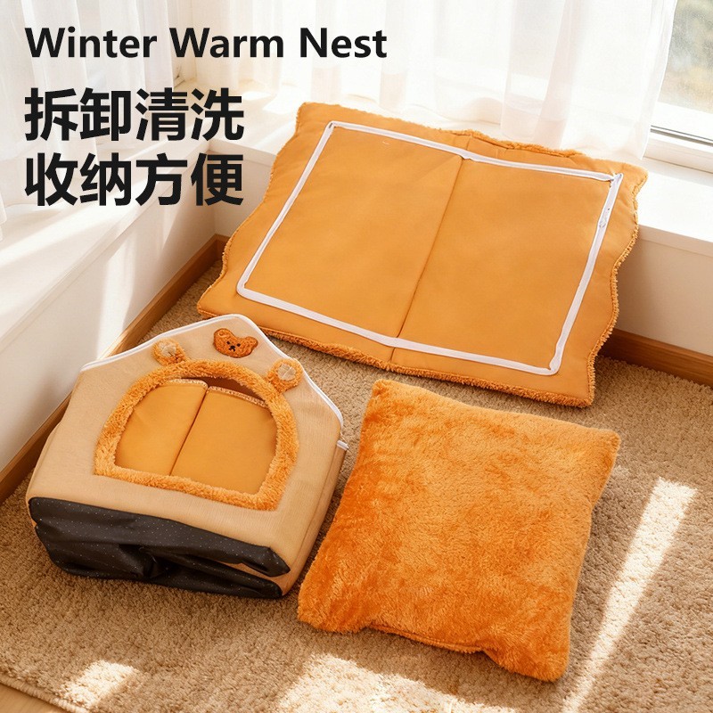 猫窝冬季保暖封闭式四季通用可拆洗猫咪睡觉房子小狗狗窝宠物用品图4