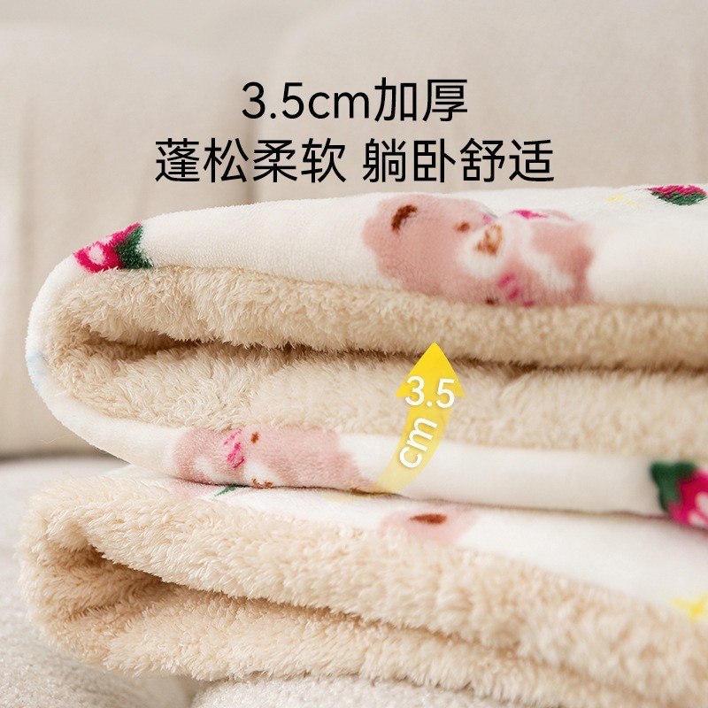 卡通小熊法兰绒垫子四季通用猫咪宠物毛毯狗狗被子保暖宠物用品图3