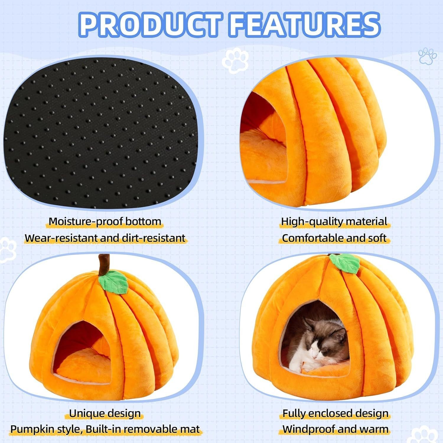 新款猫窝狗窝秋冬季半封闭式南瓜窝猫咪窝保暖加厚宠物窝狗床图5