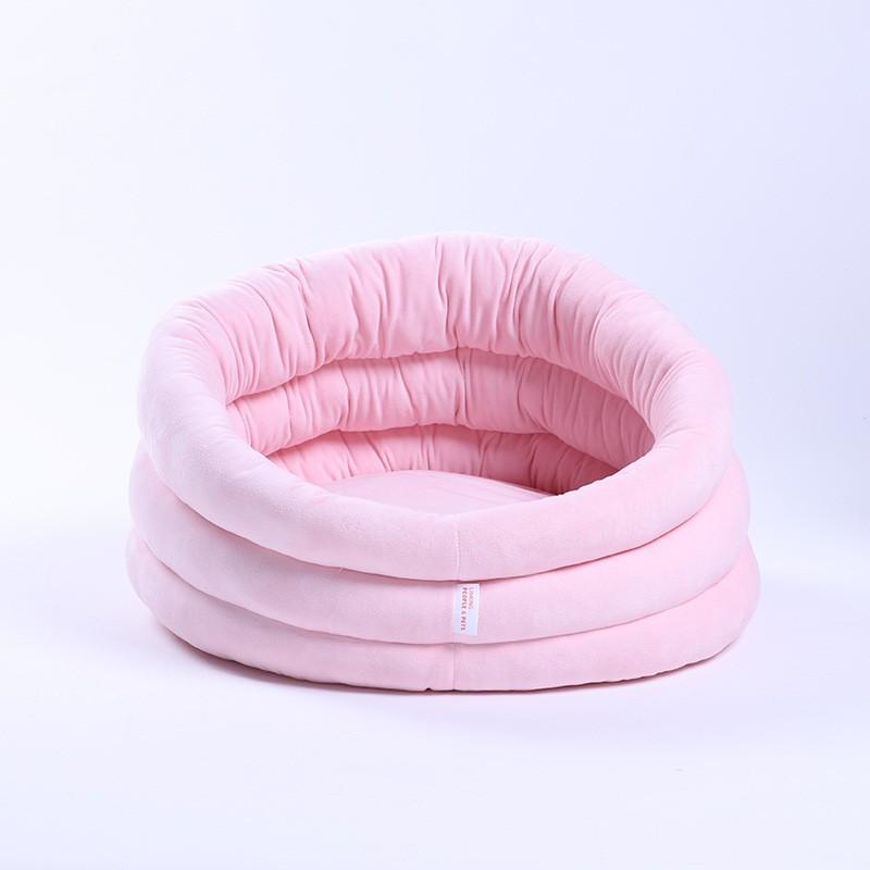 宠物窝垫跨境工厂新品三层折叠猫窝水晶绒布半封闭狗窝床四季通用图5