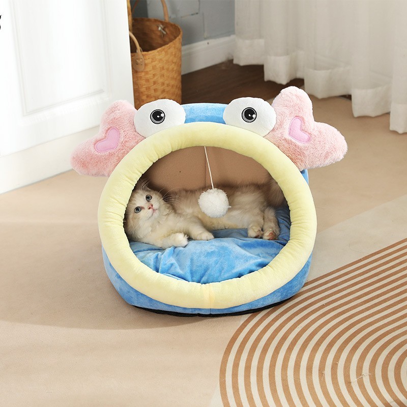 可爱网红款猫屋四季通用半封闭猫房子宠物窝可拆洗猫咪窝厂家定制图2
