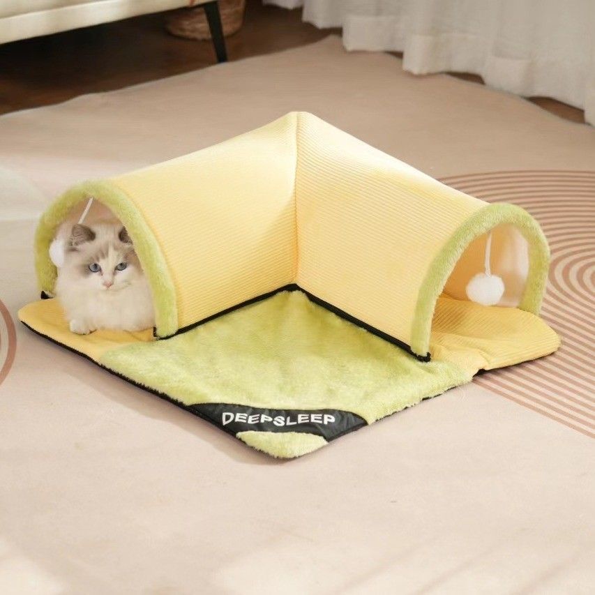 秋冬猫咪趣味玩睡一体隧道猫窝毛毛钻地龙玩具保暖加厚宠物窝用品
