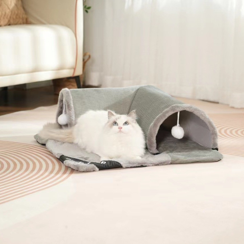 秋冬猫咪趣味玩睡一体隧道猫窝毛毛钻地龙玩具保暖加厚宠物窝用品图3