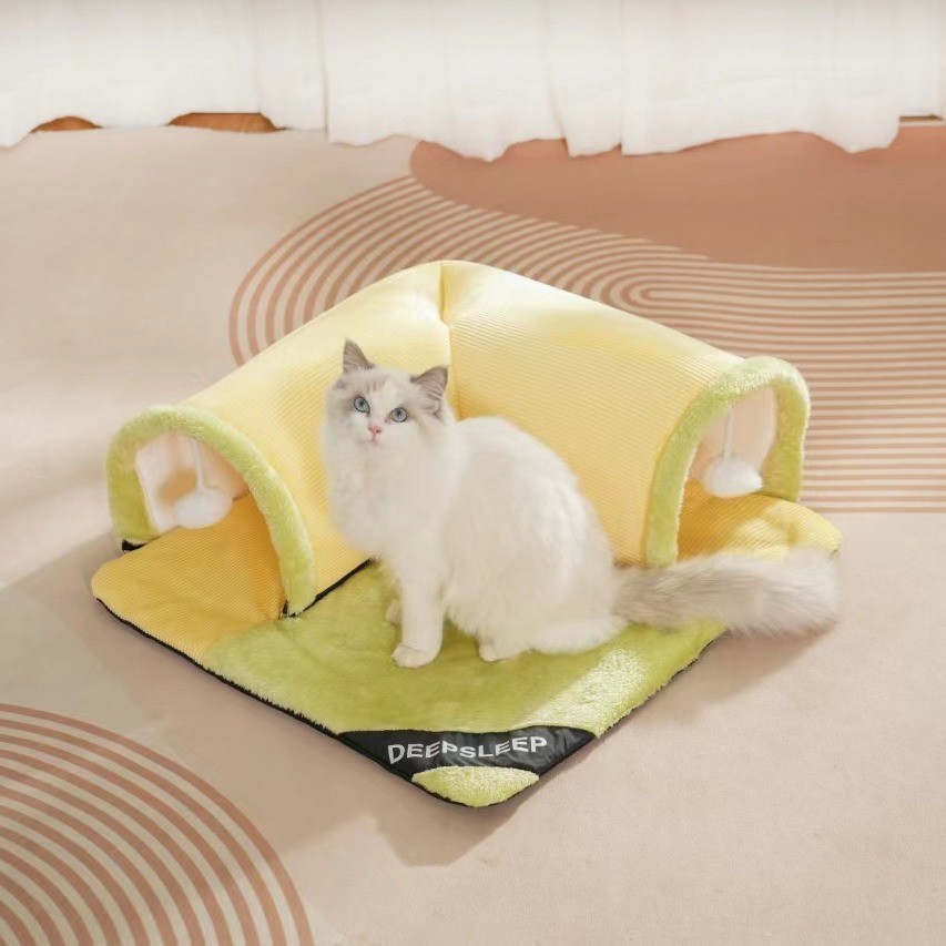 秋冬猫咪趣味玩睡一体隧道猫窝毛毛钻地龙玩具保暖加厚宠物窝用品图2