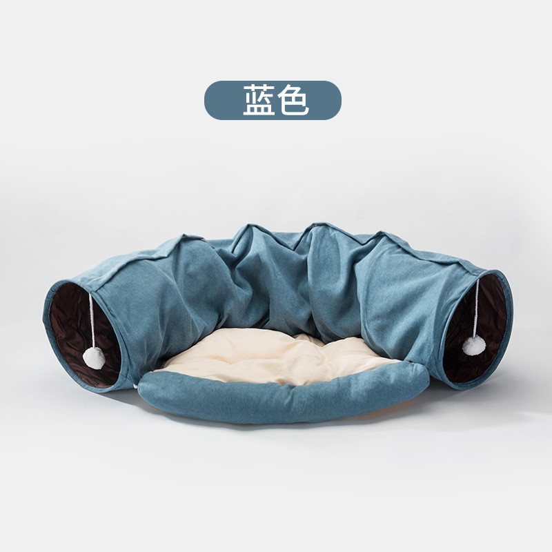 猫咪窝隧道床猫通道滚地龙可拆洗猫窝四季通用别墅猫玩具七彩猫笼图3