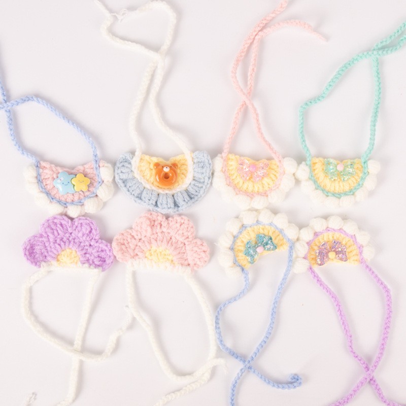 宠物手工项圈猫咪针织项链猫脖圈小型犬狗围脖装饰品围兜口水巾图5