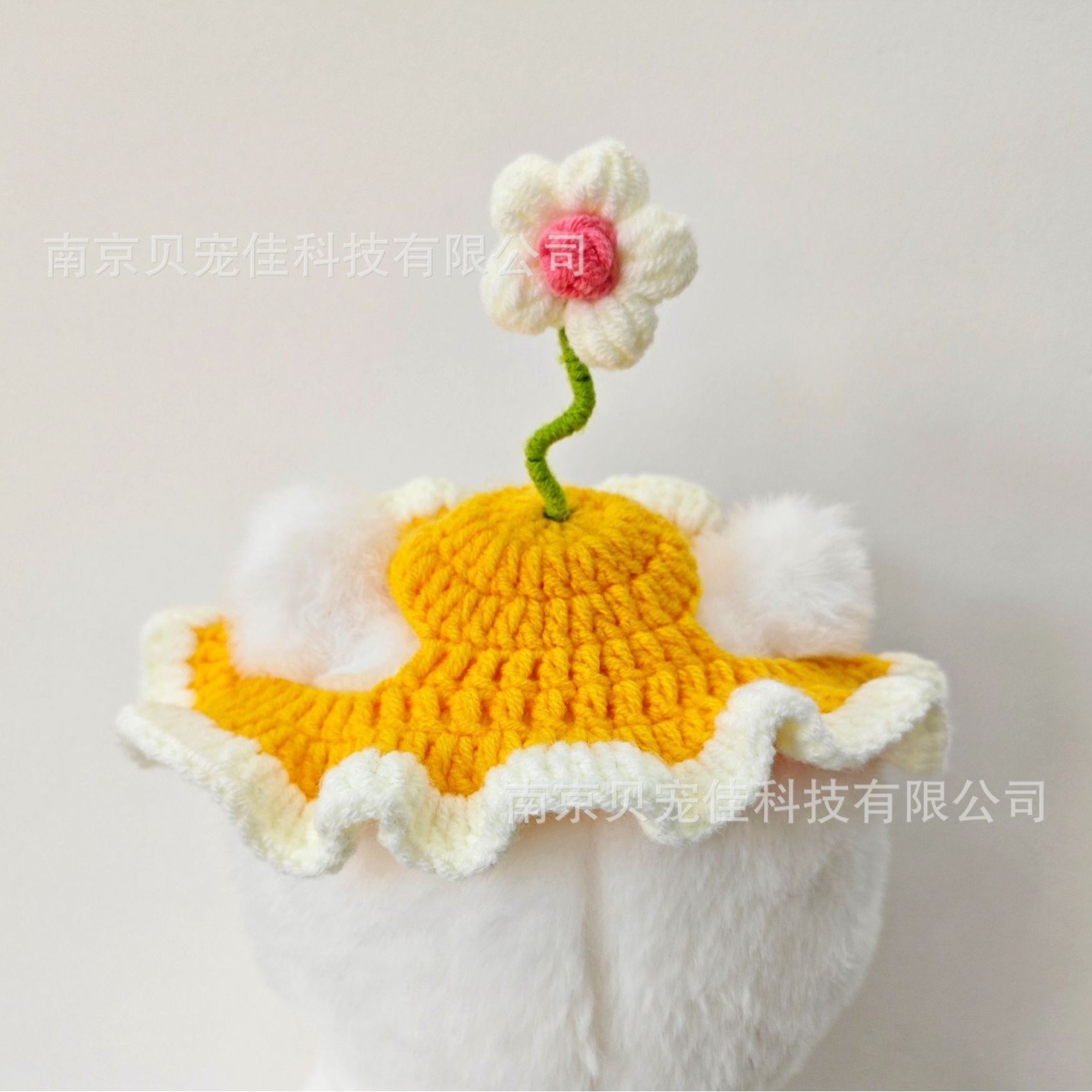跨境热卖宠物猫咪帽子春田花花可爱头套狗狗头饰手工编织装饰品图2