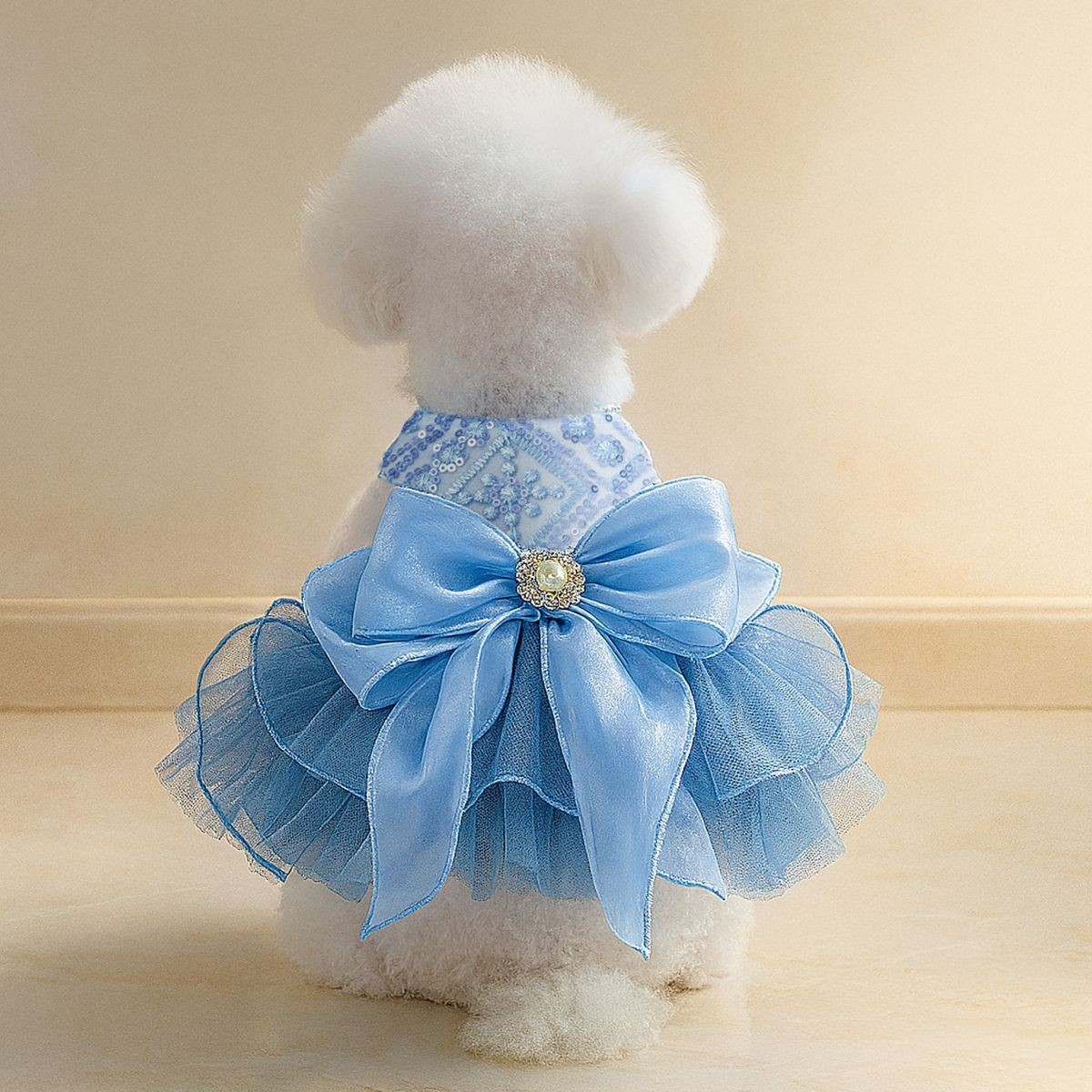 宠物圈 宠物衣服狗狗猫猫服装服饰蓬蓬纱蓝色星河婚纱