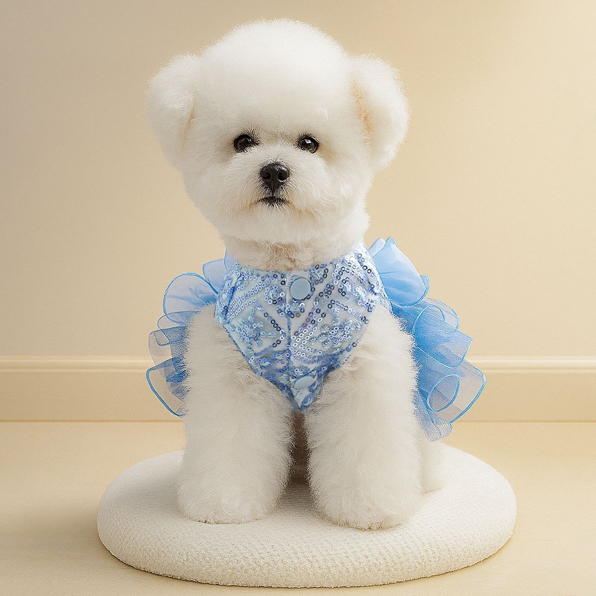 宠物圈 宠物衣服狗狗猫猫服装服饰蓬蓬纱蓝色星河婚纱图2