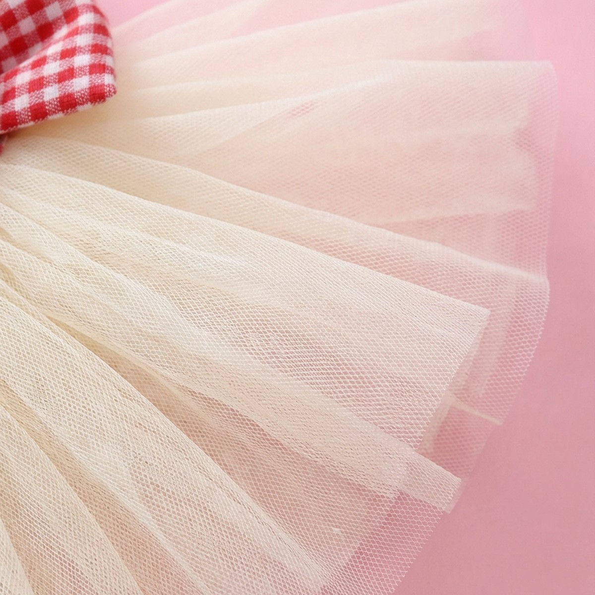 情人节 狗猫猫衣服红白格公主纱裙爱心蓬蓬裙图3