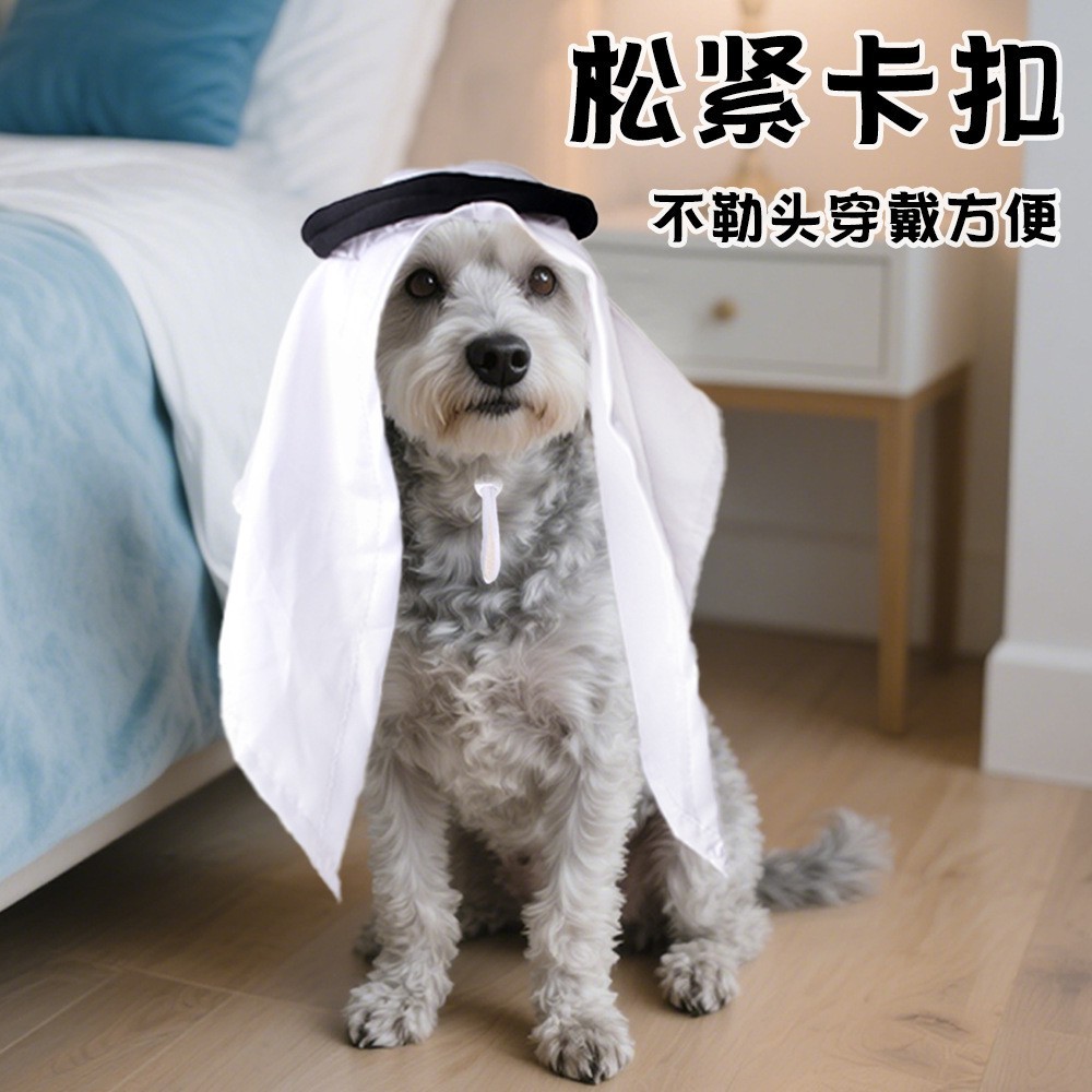沙特阿拉伯宠物帽子万圣节宠物派对装扮 搞怪猫头巾装扮宠物头套图3