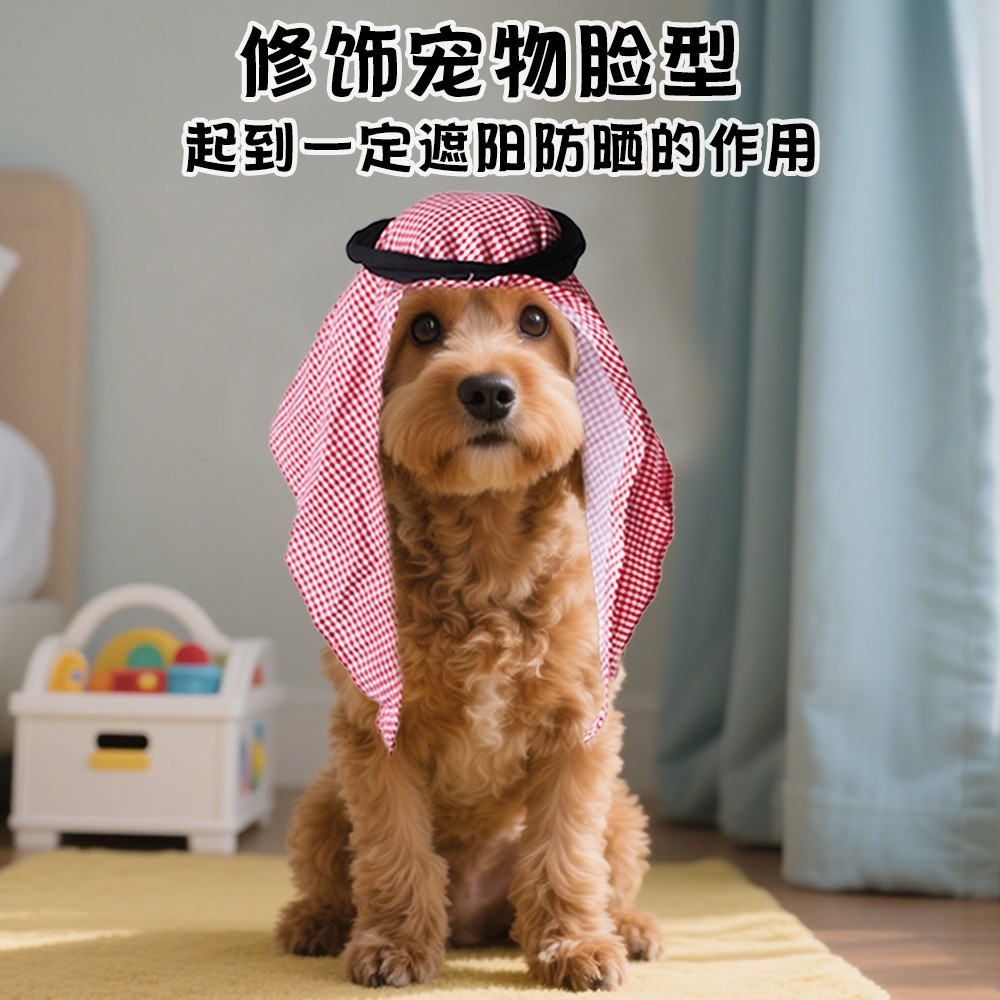 沙特阿拉伯宠物帽子万圣节宠物派对装扮 搞怪猫头巾装扮宠物头套图4