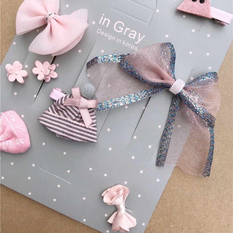 新款小清新宠物配饰韩版头花九件套泰迪比熊柔软头绳发夹狗狗头花