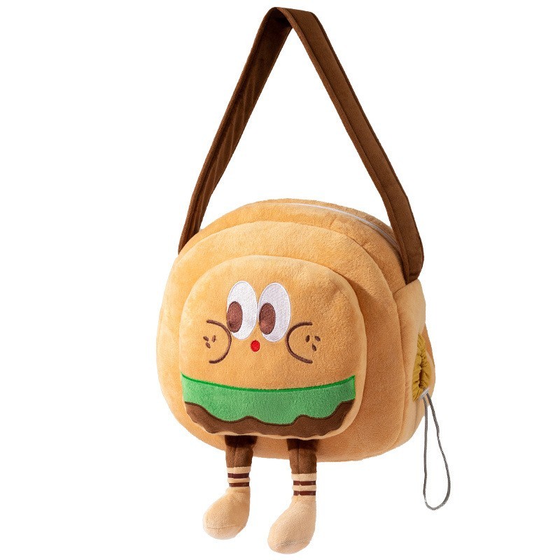 猫包搞怪汉堡薯条造型外出单肩包小狗狗泰迪幼犬冬天保暖宠物背包图5