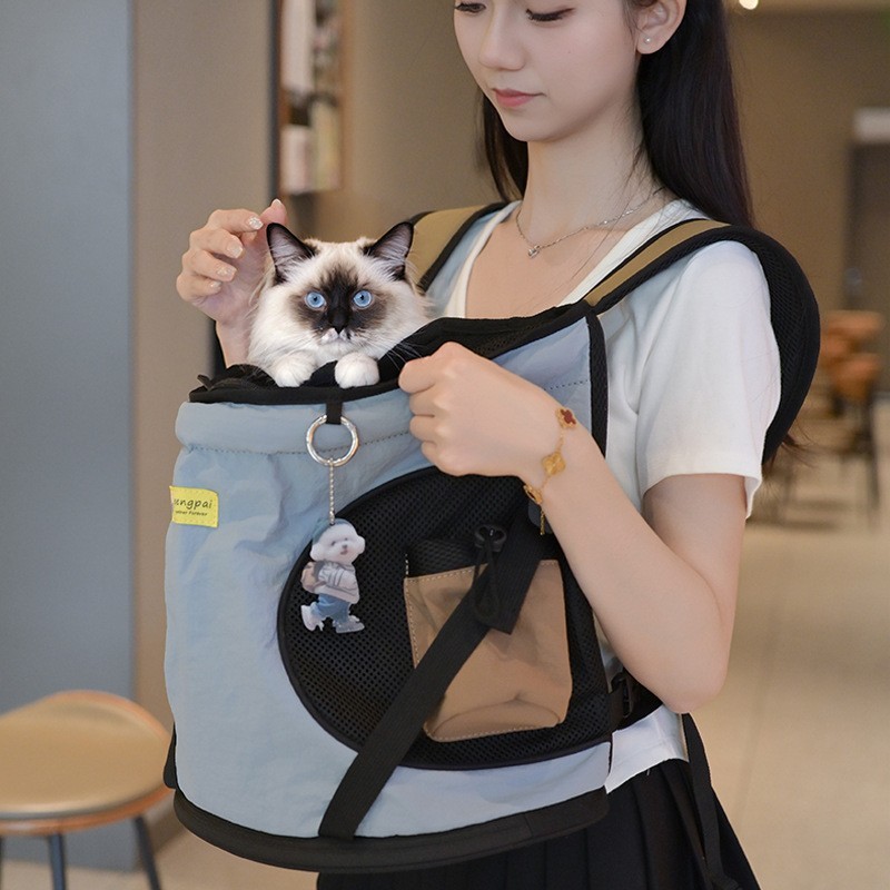 时尚宠物外出托特前置透气尼龙猫包出门猫洗澡便携双肩猫背包定制图4