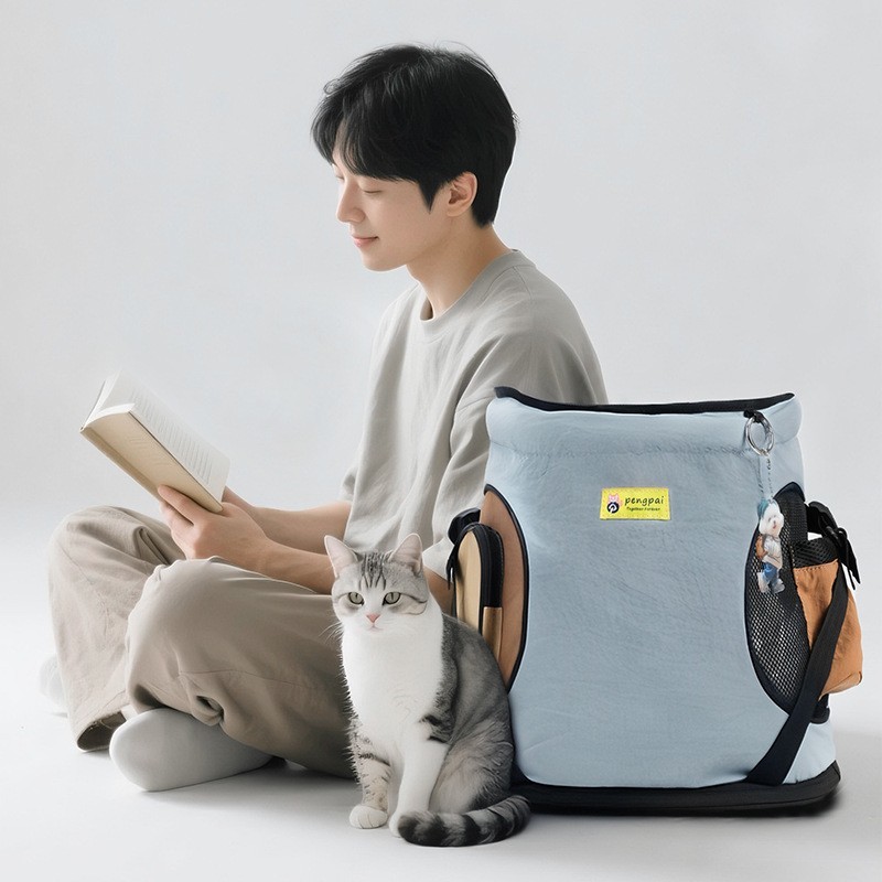 时尚宠物外出托特前置透气尼龙猫包出门猫洗澡便携双肩猫背包定制图2