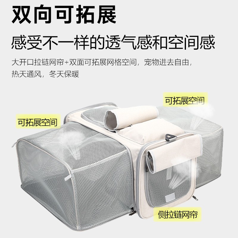 宠物外出包加大双向拓展猫包大容量布偶手提斜挎可折叠猫包大容量图3