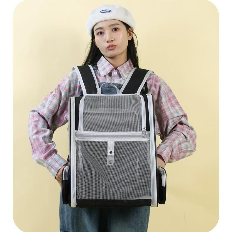 宠物外出包 大空间四季通用 双肩猫包 透气便捷手提狗狗包 可折叠