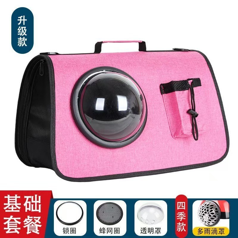 外出新款便携单肩背包手提透明宠物折叠狗狗猫咪太空舱透气外带图4
