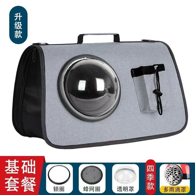 外出新款便携单肩背包手提透明宠物折叠狗狗猫咪太空舱透气外带图3