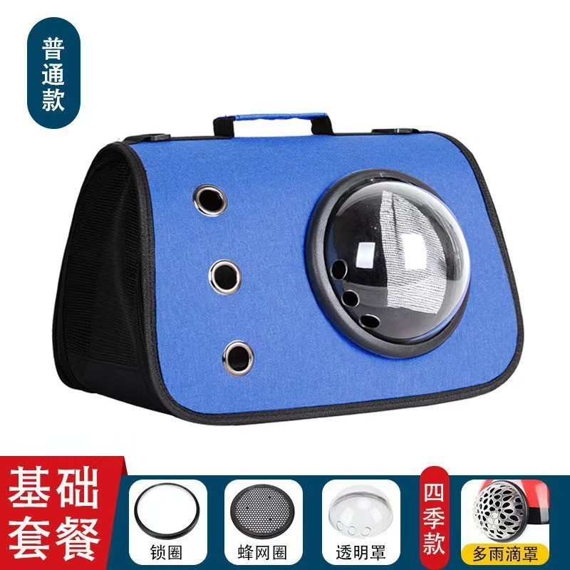 外出新款便携单肩背包手提透明宠物折叠狗狗猫咪太空舱透气外带图5