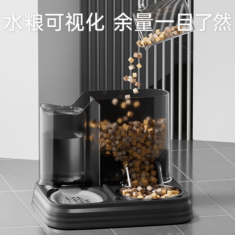 新款猫碗自动喂食器喂水碗一体狗碗饮水机宠物用品宠物碗图4