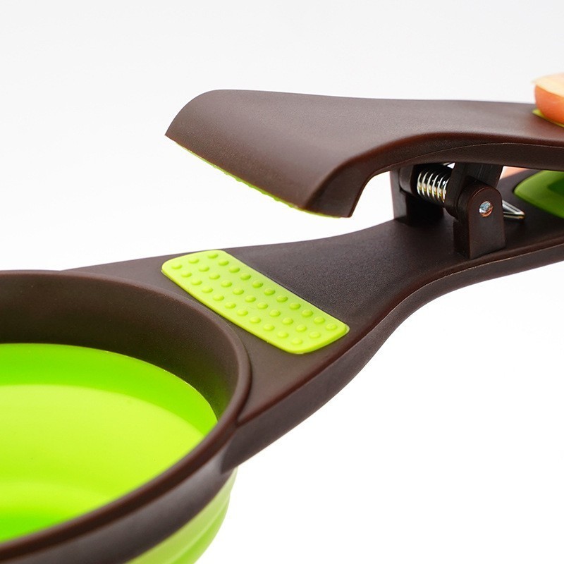 跨境硅胶狗粮勺带夹子猫粮勺子长把可折叠宠物粮勺狗狗用品计量勺图4