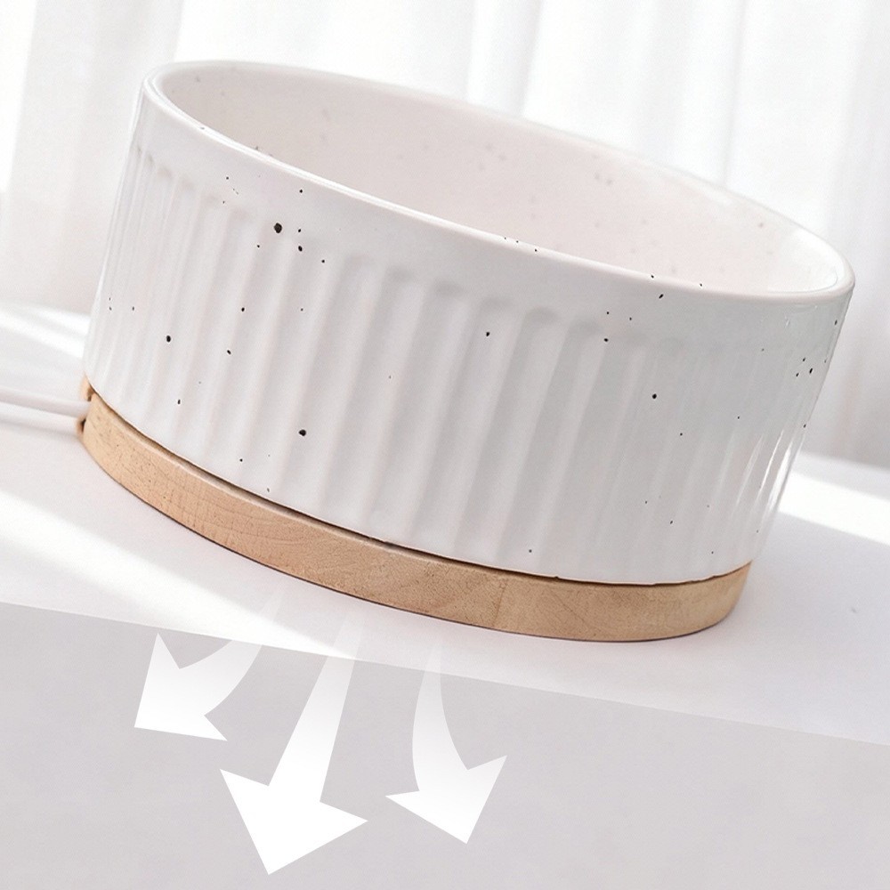 猫咪恒温水碗陶瓷加热猫饮水机狗狗碗防打翻酸奶罐头冬季保温猫碗图3