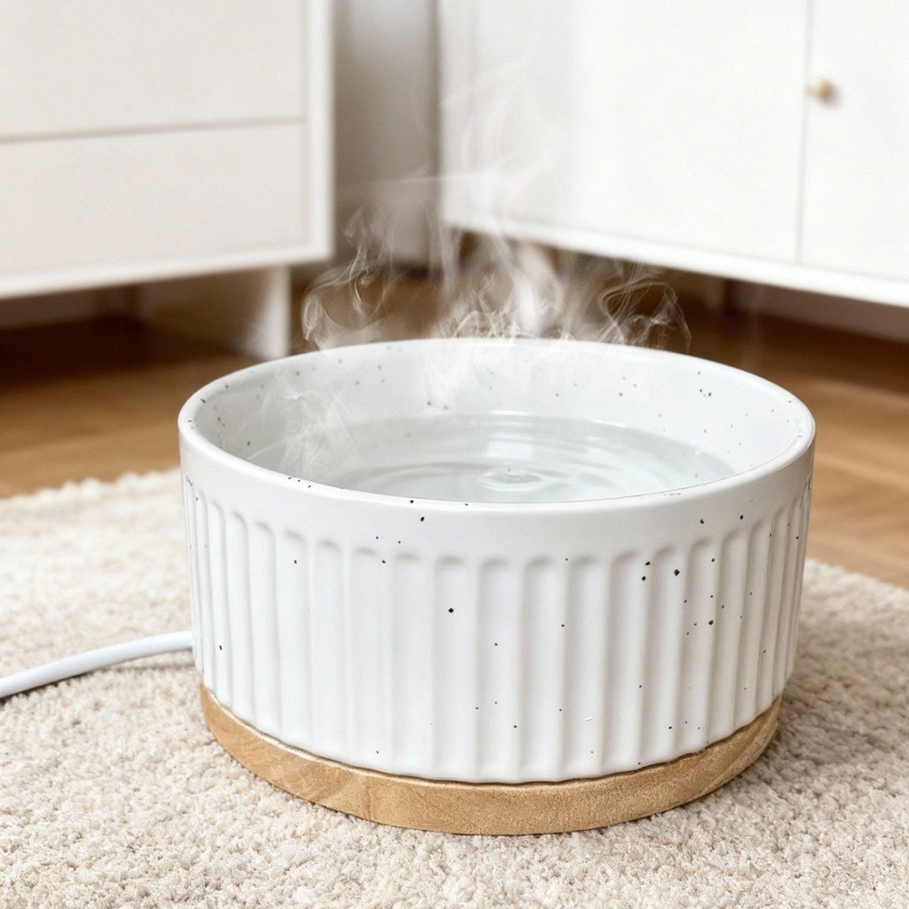猫咪恒温水碗陶瓷加热猫饮水机狗狗碗防打翻酸奶罐头冬季保温猫碗图4
