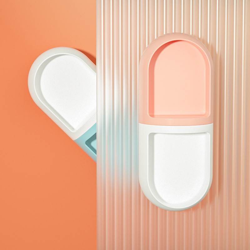 宠物猫咪狗狗胶囊组合双碗塑料水粮一体猫碗喂食器便携易清洗食盘图2