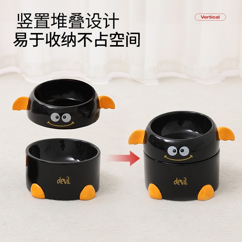 新品宠物碗卡通陶瓷碗套装狗碗防打翻饮水碗宠物用品图2