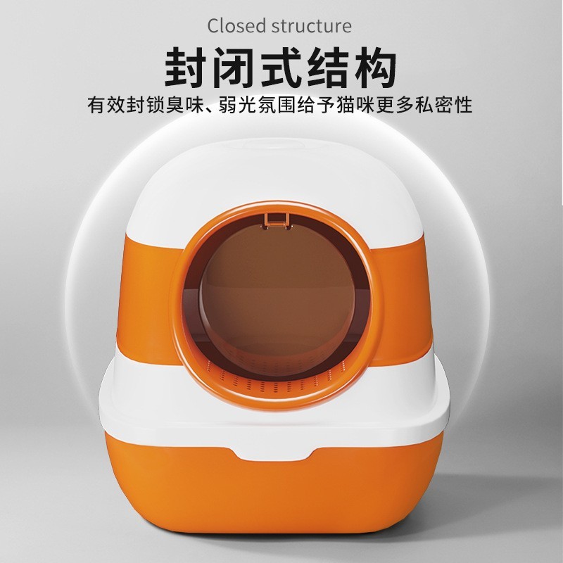 跨境爆款 全封闭可折叠猫砂盆防臭防外溅软胶猫咪便盆 大号猫厕所图4