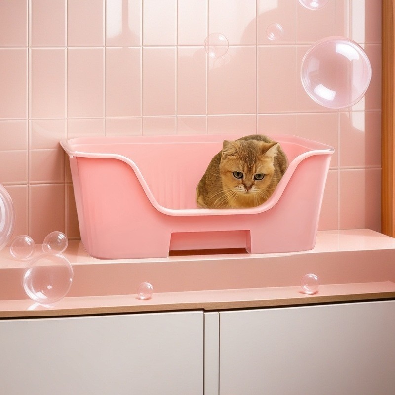 新款幼猫超大号猫砂盆 防外溅一体开放式猫厕所肥猫屎盆猫咪用品图2