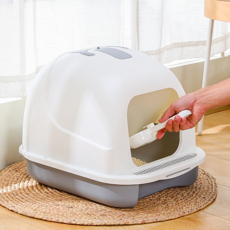 宠物用品大号防外溅翻盖式猫砂盆全封闭